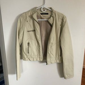 Faux Cream Leather Jacket